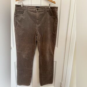 Talbots Corduroy Straight Leg Pants Women’s Size 16 Brown Casual Stretch